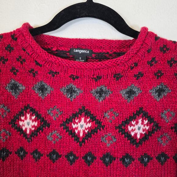 Vintage Tangents Festive Sweater Womens S Red Gray Snowflake Winter Wardrobe - Picture 4 of 8